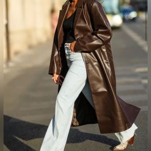 Brown Soft Lined Leather 90s Trench